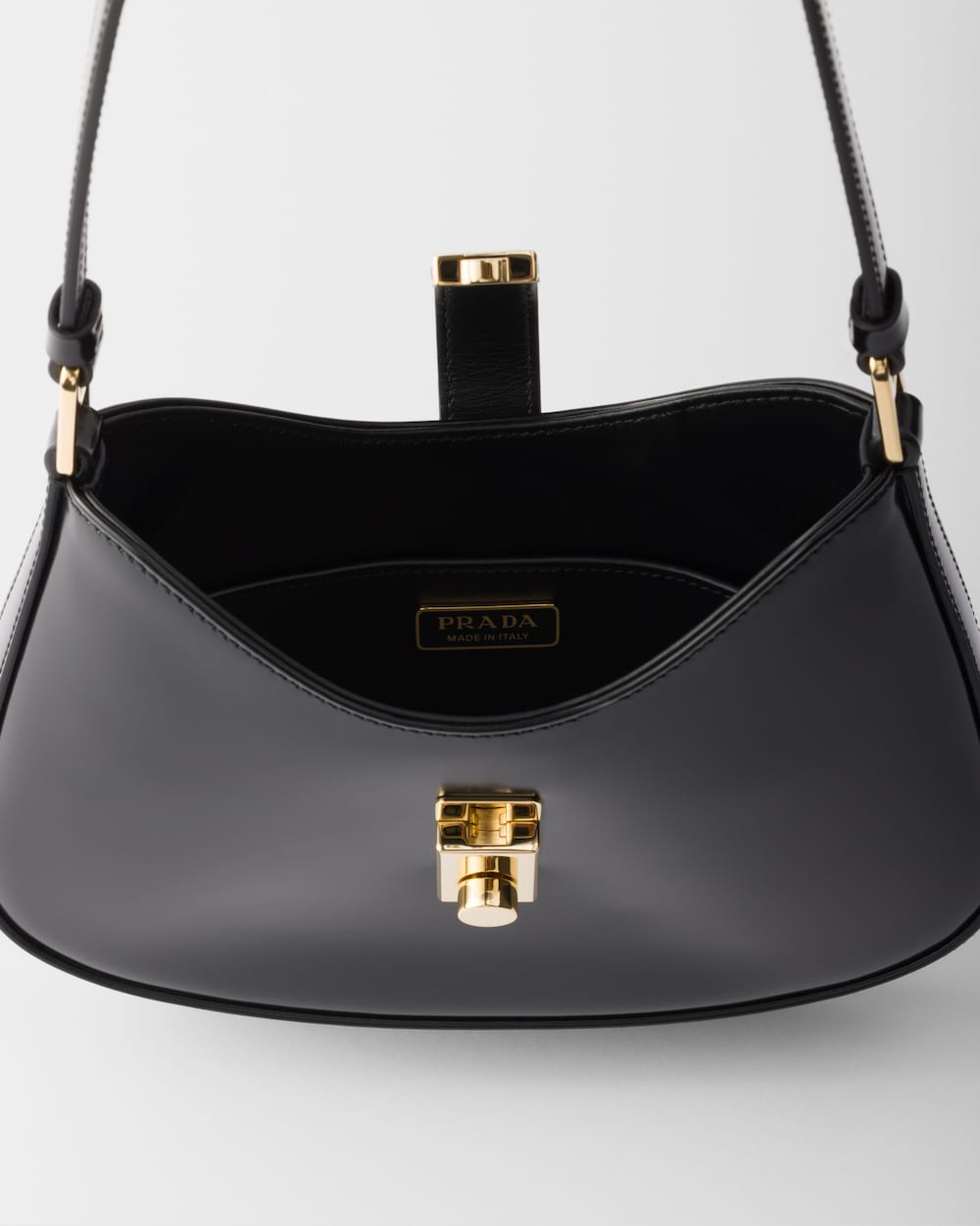 Prada Cleo Brushed Leather Shoulder Bag With Clasp Closure - Image 4